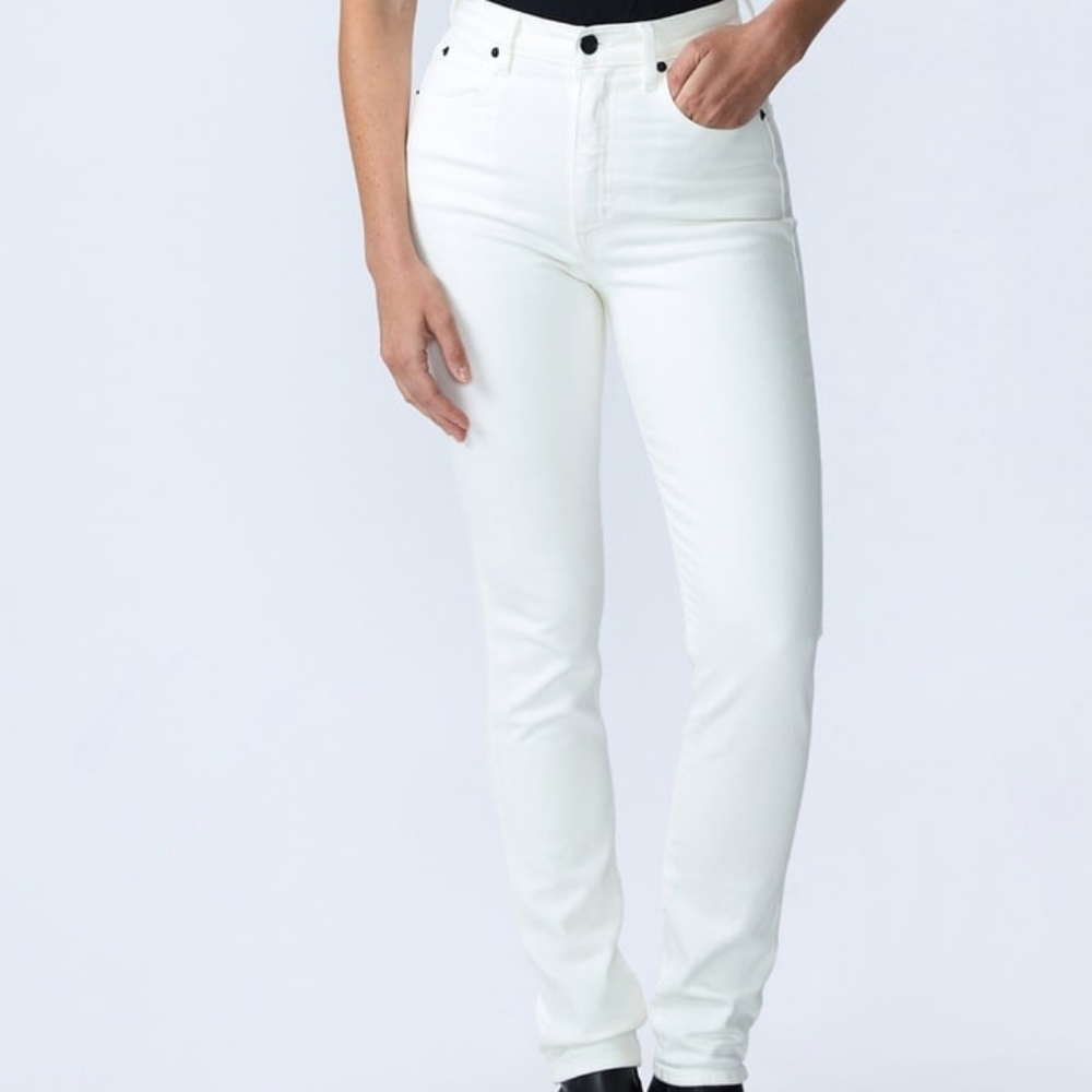 Slvrlake Beatnik Slim Straight High Rise White 5 Pocket Jeans Size 27 NWT - Picture 2 of 14